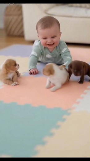 🐾💖 Baby’s first crawl turns into the cutest squad mission ever! Who needs guards when you have three giggling puppies by your side? #BabyAndPuppies #FirstCrawl #CuteBabyLaugh #CutenessOverload #BabyGiggles #PuppyPlaytime #BabyMilestones #PuppyJoy #ViralBaby #FordecksBabySeries | FordEks Too