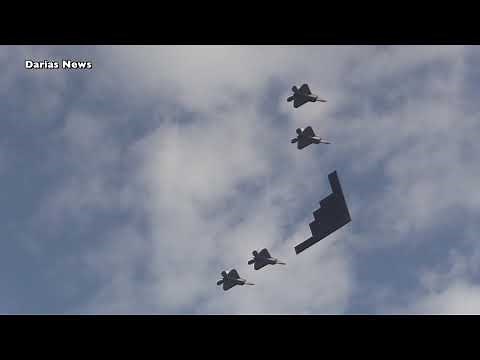 Military Flyover Hudson River (PARTIAL) Thunderbirds & B-2 Stealth Bomber