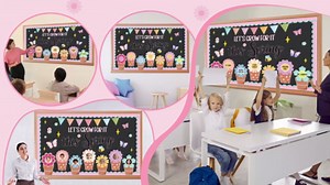 Spring Floral Bulletin Board Set Lets Grow Bulletin Board Spring Inspirational Flower Classroom Decor Spring Flower DIY Paper Cutout Positive Floral Decor for Office Door Wall Home Teacher