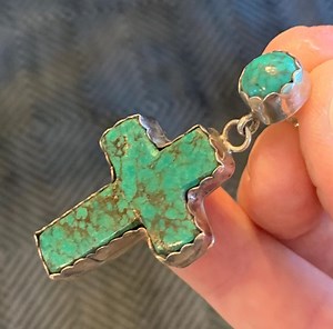 Sterling Silver and Turquoise Cross Earrings - Etsy