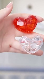 Crystal Heart-Shaped Decorative Knobs, Multi-Purpose Handle for Refrigerator, Cabinet, Toilet Lid, Toilet Button Pusher, Toilet Flusher Top Push Button Helper for Long Nails (Red Transparent)