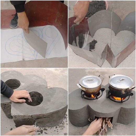 Double heart-shaped smoke-free wood stove! | MetDaan DIY