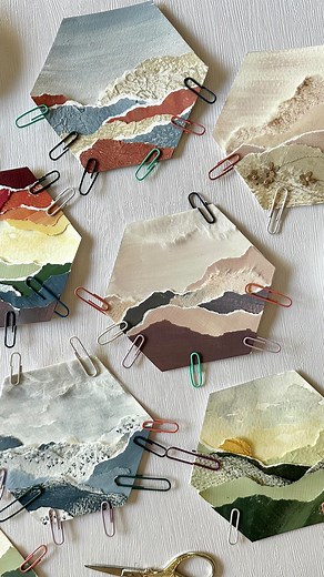 Layouts for the hexagons ✔️ next up sewing. . . . .#paperart #tornpaper #wip #workinprogress #smallart #hexagon | Whitney Alyssa