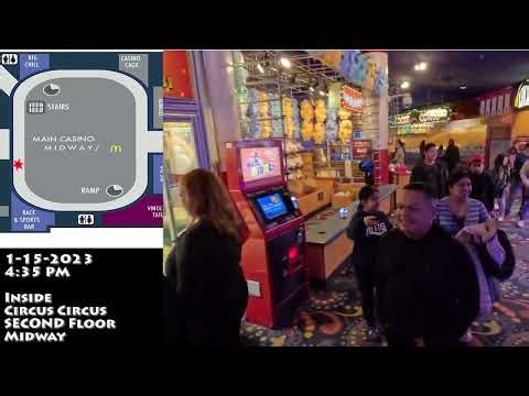 Circus Circus & Slots-A-Fun Walkthrough - 1-15-2023 / Upbeat / Techno music