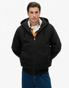 Superdry Canvas surplus hooded jacket in jet black | ASOS