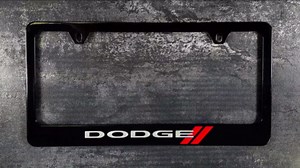 Dodge Logo License Plate Frame (4 Hole/Brass, Chrome/Bottom)