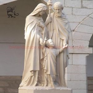 [Hot Item] Blve Religious White Marble Holy Family Sculpture Stone St. John and Virgin Mary Statue Church