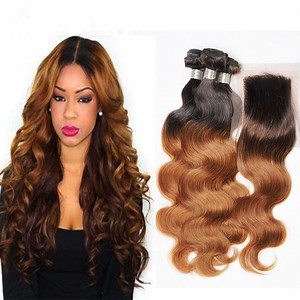 [Hot Item] 100% Human Hair Brazilian Virgin Hair Ombre 1b/30 Blond Brazilian Hair Weft