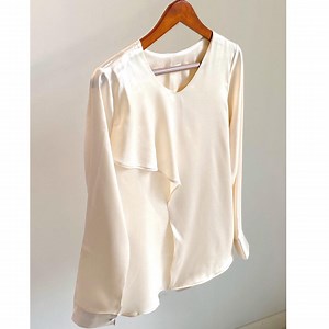 Ivory Satin Long Sleeve Blouse | Thick Silky-blend Top| Custom Colors Workwear Shirt - Etsy