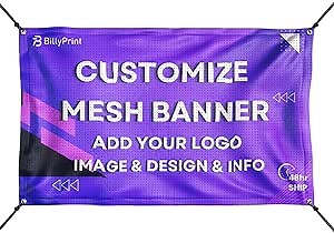 BillyPrint Custom Mesh Banners and Signs Photo Or Text Personalized Customize Outdoor,Personalized Mesh Fabric Banners Indoor For Construction Site Fence,Customized Mesh Banner.3ft x6ft