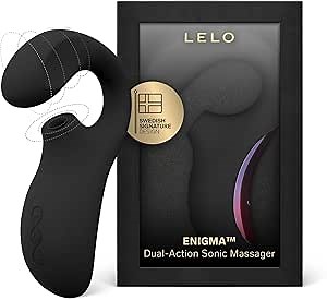 LELO Enigma Dual Stimulation Waterproof Sex Toy for Women with External and Internal Stimulation, Female Sex Pleasure Devices, Vibrator Rabbit and Clitoral Sucker with 8 Vibrating Patterns, Black