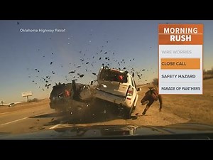Police dashcam catches Oklahoma car crash during traffic stop
