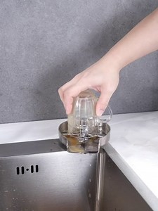 Metal Cup Washer Glass Rinser for Sink, Kitchen Faucet Attachment, 304 Stainless Steel Bottle Washer with Hose