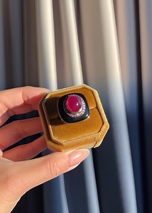 Platinum Burmese Ruby Cocktail Ring: Black Onyx Deco Statement Ring - Etsy