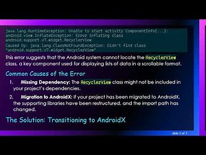 Resolving the android.support.v7.widget.RecyclerView Class Not Found Error in Android Apps