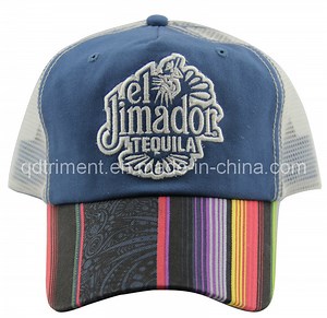 [Hot Item] Constructed Applique Embroidery Print Sport Mesh Trucker Hat (TRT13005)