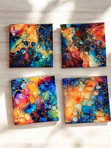 Rainbow Circles Coasters - Etsy