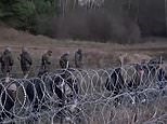 Armed guards seen escorting migrants moving along Poland-Belarus border