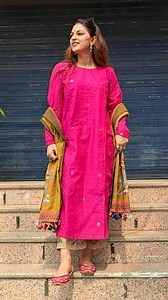 ~~~~| OOTD |~~~~ . . WEARING A HANDWOVEN JAMDANI KURTA WITH PINTUCK DETAILS , KALAMKARI HAND PAINTED CHANDERI BOTTOM WITH JUTE TEMPLE BORDER AND A KALAMKARI PATCHWORK , PATTEDA ANCHU DUPATTA !!❤️❤️ . . DESIGNED BY SANSKRITIK !!!✨✨ . . DM US FOR QUERIES OR WHATSAPP AT 8447789347 | Sanskritik