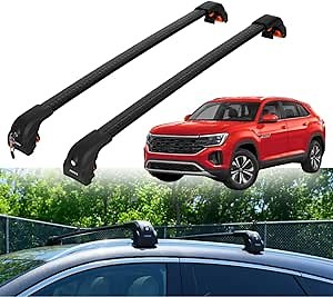 ERKUL Heavy Duty Roof Rack Cross Bars for Volkswagen VW Atlas Cross Sport 2020-2026 (Not for Atlas) | Upgraded Aero Aluminum Crossbars with Smart Clamp System | Compatible with Flush Rails - Black
