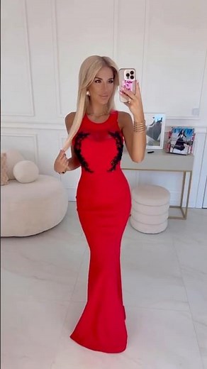 Red Carpet Ready 🔥 Stunning Red Mermaid Dress with Lace Details #glamlook #shortsfashion 🔥 617-3