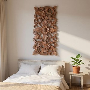 Balinese Wood Carving: Tropical Suar Wood Flower Wall Decor - Etsy Australia