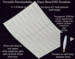 Paper Bead Strip Templates - 1 Inch Half Size Tapered. UK A4 & US Letter. Simply Print/stick on Back of Beading Paper and Easily Cut Strips. - Etsy UK