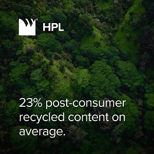 Wilsonart® HPL leads in sustainability with 23% recycled content on average (2X more than other laminates), a category-first Declare label, and more. Explore at https://bit.ly/3RlTcwz. #hpl #metropolis #sponsored | Metropolis Magazine