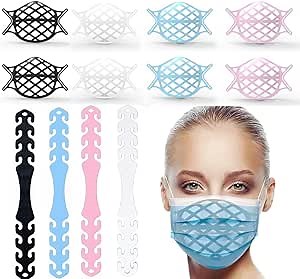 Pack of 12 Silicone 3D Face Mask Bracket Large Natural Silicone Mask Inner Support Frame Smooth Comfortable Breathing Space Adjustable Mask Extender Strap Mask Ear Saver Mask Strap