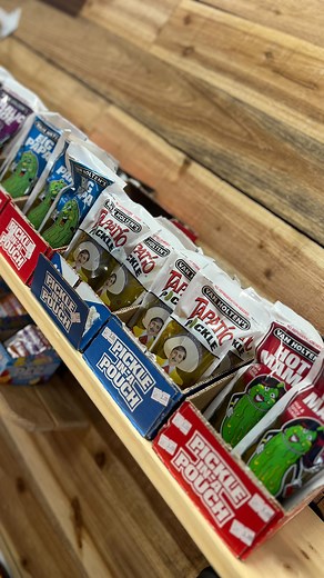Attention all pickle lovers!! Craving your favorite tangy treat? Our pickles in a pouch come in a variety of flavors to tickle your taste buds! Perfect for on-the-go snacking. 🥒✨ #PicklesInAPouch #FlavorExplosion #SnackTime | The Knotty Fox