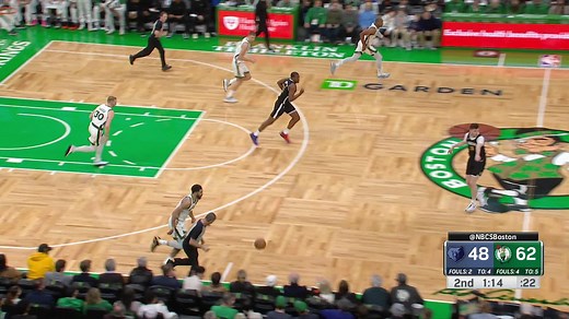 Jayson Tatum attacks the rim for the high floater