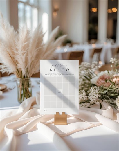 Editable Bridal Shower Bingo Game Canva Template 5x7 8x10 Printable Gift Bingo Minimalist Wedding Shower Activity - Etsy