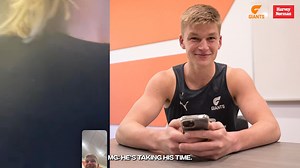 💬 "Aw my eyes are leaking." Max Gruzewski shares the news with his Mum and Dad. | GWS Giants