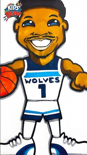 🏀 How to draw Anthony Edwards of the Minnesota Timberwolves NBA basketball team. #heykidsletsdraw