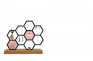 Bohemian Jewelry Stand Bee Honeycomb - African Teak - Iroko with Acrylic - Boho Chic - Jewelry Organizer - Jewelry Display - Wild and Free