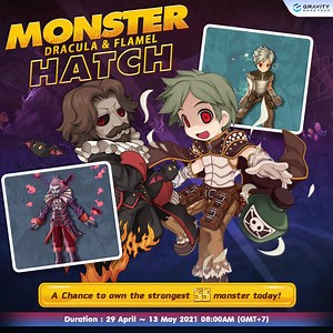 🦕 Monster Hatch Flamel ⚗️ & Dracula 🧛 . ⏰ Event Duration 29 Apr - 13 May 2021 at 07.59 PM. (GMT 7) . A Chance to own the strongest SS monster today! #RagnarokTactics ▂▂▂▂▂▂▂▂▂▂▂▂▂▂ 🎉Download🎉 Play store: https://rottsea.onelink.me/noqi/e8ab57f6 IOS: https://rottsea.onelink.me/noqi/d529432c ▂▂▂▂▂▂▂▂▂▂▂▂▂▂ Ragnarok Tactics ( Official Group ) https://www.facebook.com/groups/574158336476873 | Ragnarok Tactics