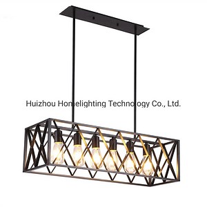 [Hot Item] C018 Industry Restaurant Bar 6 Light Pendant Hangging Black Chandelier Lamp Lighting Fixtures Kitchen Home Lighting Lamparas De Techo