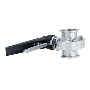 [Hot Item] Sanitary Stainless Steel Quick Installation Butterfly Valve with Black Multi-Position Handle