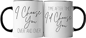 Celebrimo I Choose You Mr and Mrs Coffee Mugs Set - Anniversary Mug Gift for Husband, Wife - His and Her Engagement Gifts for Couples - Engaged, Marriage, Wedding Gifts for Bride and Groom, Couple