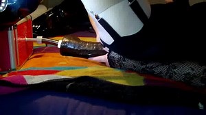 Fi-Fi in Black with Fucking Machine 12 x 3 Dildo Side