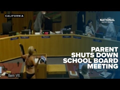 Mom disrobes during school board meeting to protest transgender locker room access