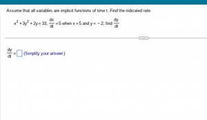 Assume that all variables are implicit functions of time t. Fin... | Filo