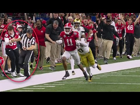 Referee collides with Georgia’s Parker Jones on sideline 😳 Results in 15-yard penalty | ESPN CFB