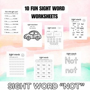 Pre-k Sight Word “not” - Etsy Canada