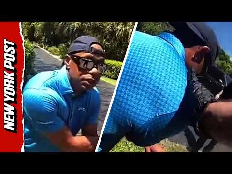 Tiger Woods Kneeling, Clutching His Arm as Deputies Arrest Him for DUI, Newly Released Bodycam Shows