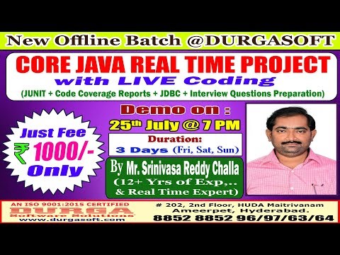 CORE JAVA REAL TIME PROJECT Offline Training @ DURGASOFT