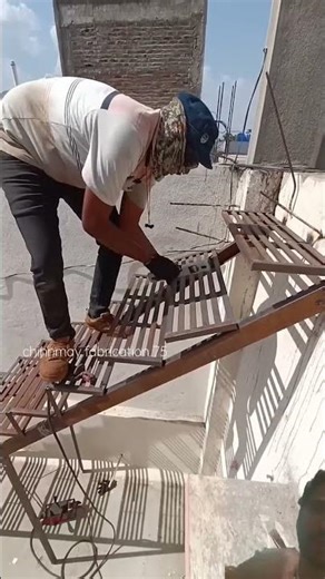 Ladder fabrication for home upstairs roof #LadderWork #WeldingWork #ladder #LadderFabrication