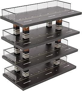 1/64 Car Diorama Display Case, Model Car Garage, 4-Story Garage Model Parking Scene, with Clear Parking Spaces, Exquisite Signs, Columns