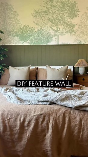 DIY feature wall using MDF boards and wallpaper! These boards make...