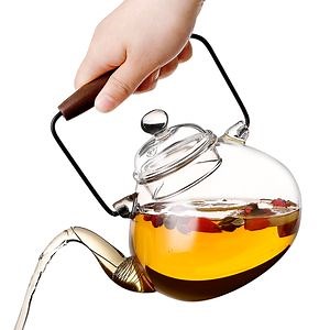 [Hot Item] Glass Teapot Kettle Clear Borosilicate Heat Resistant Transparent Teapot Manual Blowing Tea Infuser Teapot